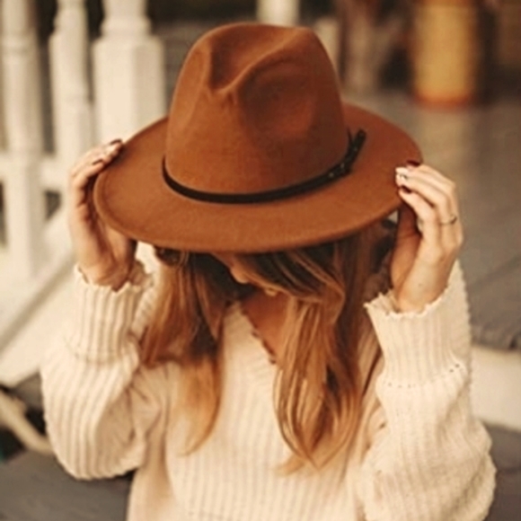Boutique Accessories - New Women's Wide Brim Fedora Hat Camel